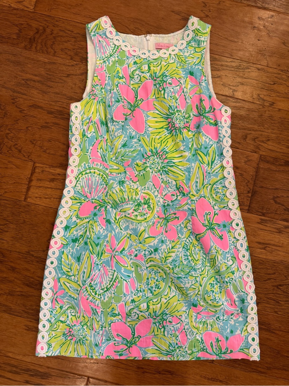Lilly Pulitzer Mila Coconut Jungle Floral Lace Trim Shift Dress Sz 10 - Picture 6 of 16